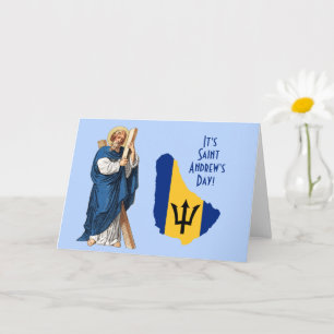 St. Andrew with Flag-Map of Barbados Feast Day Card