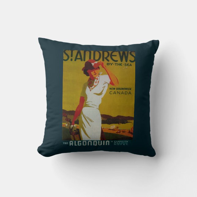 St. Andrews Algonquin Vintage PosterEurope Cushion (Front)