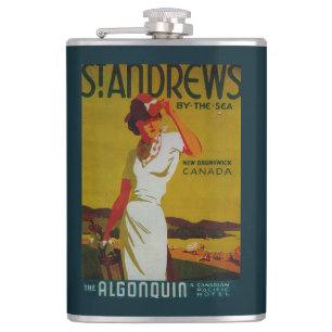 St. Andrews Algonquin Vintage PosterEurope Hip Flask