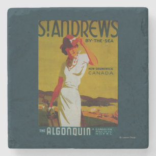 St. Andrews Algonquin Vintage PosterEurope Stone Coaster