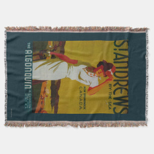 St. Andrews Algonquin Vintage PosterEurope Throw Blanket
