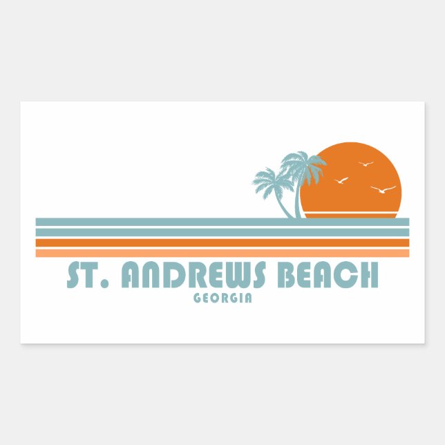 St. Andrews Beach Georgia Sun Palm Trees Rectangular Sticker (Front)