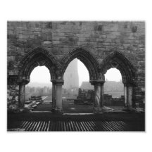 St Andrews Cathedral Arches in Fog Black and White