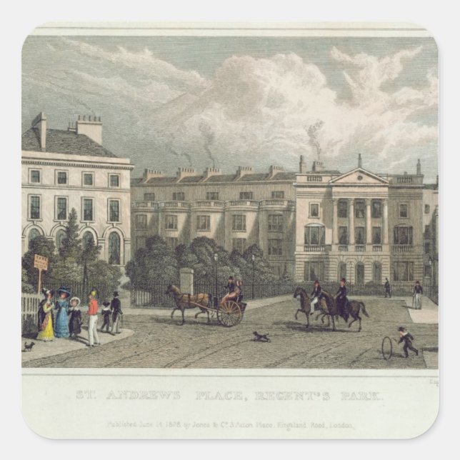 St. Andrews Place, Regents Park, 1828 Square Sticker (Front)