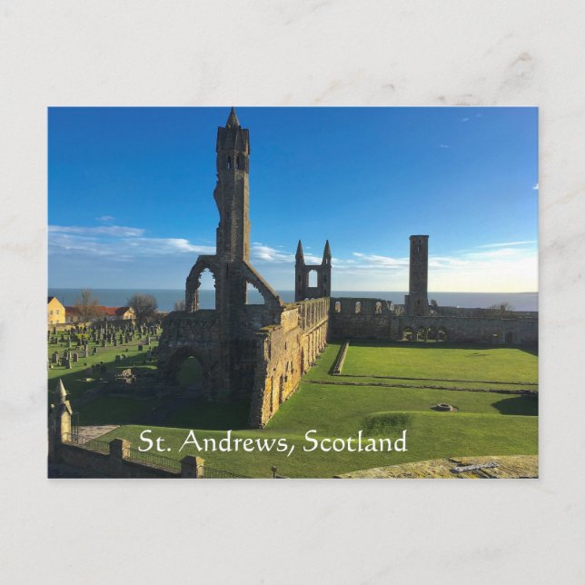 St. Andrews, Scotland, Cathedral Ruins in Sun Postcard (Front)