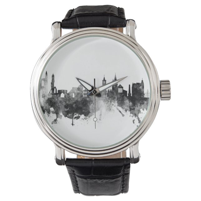 St Andrews Scotland Skyline Black White Watch (Front)