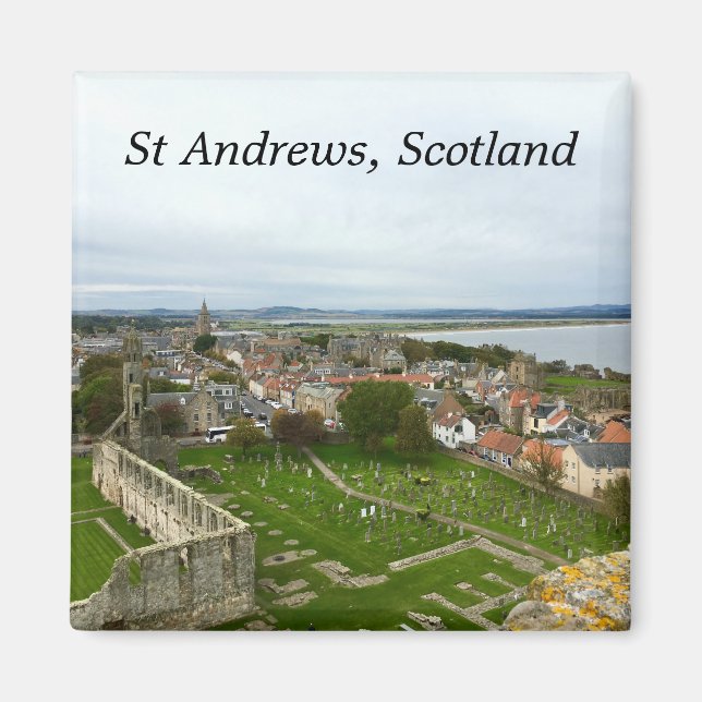 St Andrews Town Aerial View from Cathedral Tower Magnet (Front)
