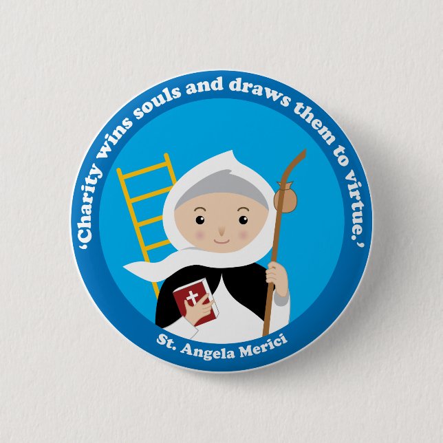 St. Angela Merici 6 Cm Round Badge (Front)
