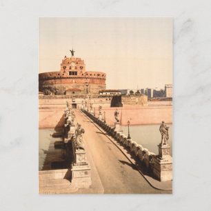 St Angelo Castle and Bridge, Rome, Lazio Italy Postcard