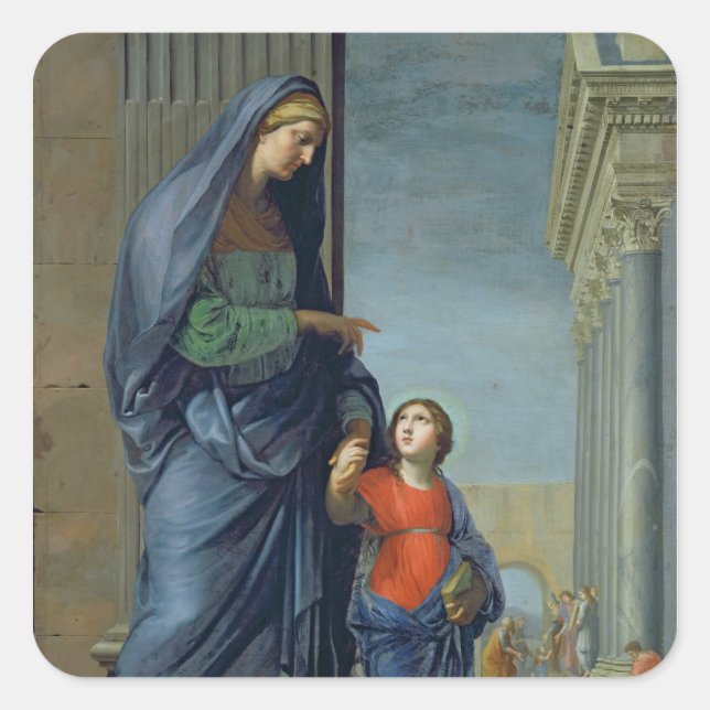 St. Anne Leading the Virgin to the Temple Square Sticker (Front)