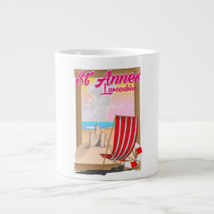 St Annes, Lancashire beach travel poster Large Coffee Mug