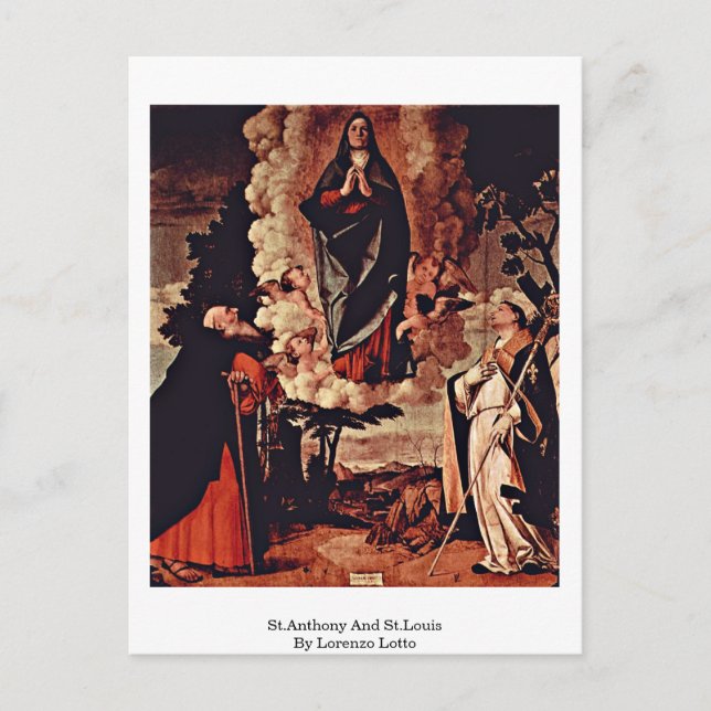 St.Anthony And St.Louis By Lorenzo Lotto Postcard (Front)