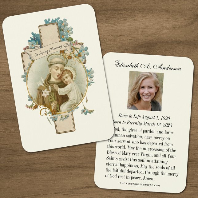 ST. ANTHONY Catholic Funeral Prayer Card (Traditional Catholic Funeral Memorial Prayer Card)