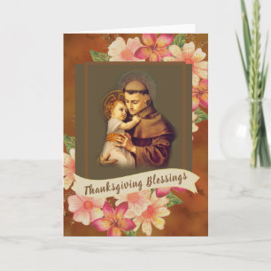 St. Anthony of Padua Baby Jesus Floral Holiday Card