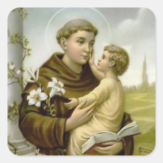 St. Anthony of Padua Baby Jesus Square Sticker (Front)