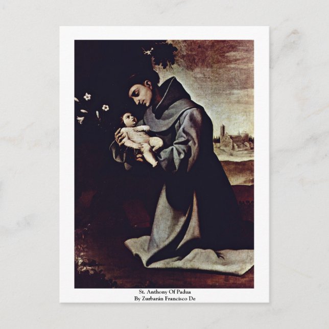 St. Anthony Of Padua By Zurbarán Francisco De Postcard (Front)