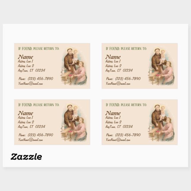 St Anthony of Padua, Finder of Lost Things (TF 01) Rectangular Sticker (Sheet)