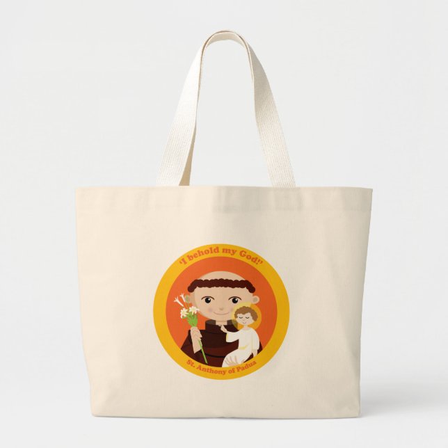 St. Anthony of Padua Large Tote Bag (Front)