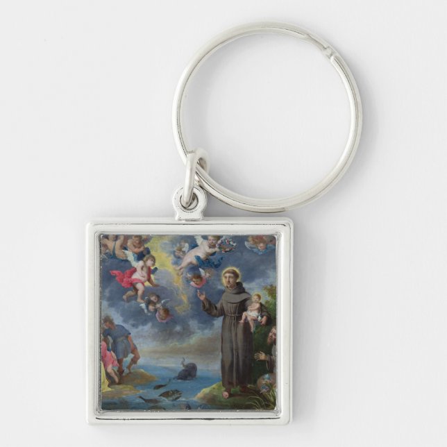 St. Anthony of Padua Preaching to the Fish Key Ring (Front)