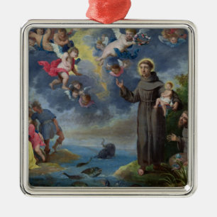 St. Anthony of Padua Preaching to the Fish Metal Ornament