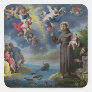 St. Anthony of Padua Preaching to the Fish Square Sticker