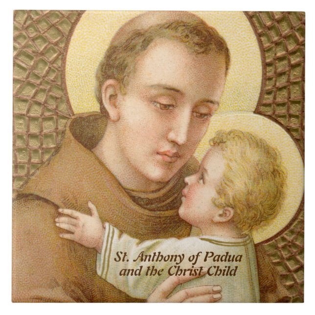 St. Anthony of Padua & the Christ Child (JM 05) Ceramic Tile (Front)