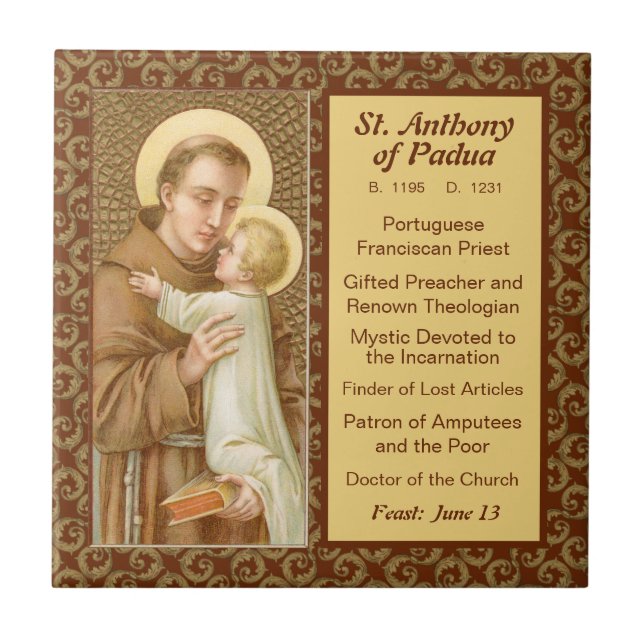 St. Anthony of Padua & the Christ Child (JM 05) Ceramic Tile (Front)