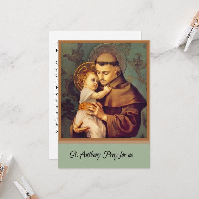 St. Anthony of Padua with Baby Jesus Prayer Card (Front/Back In Situ)