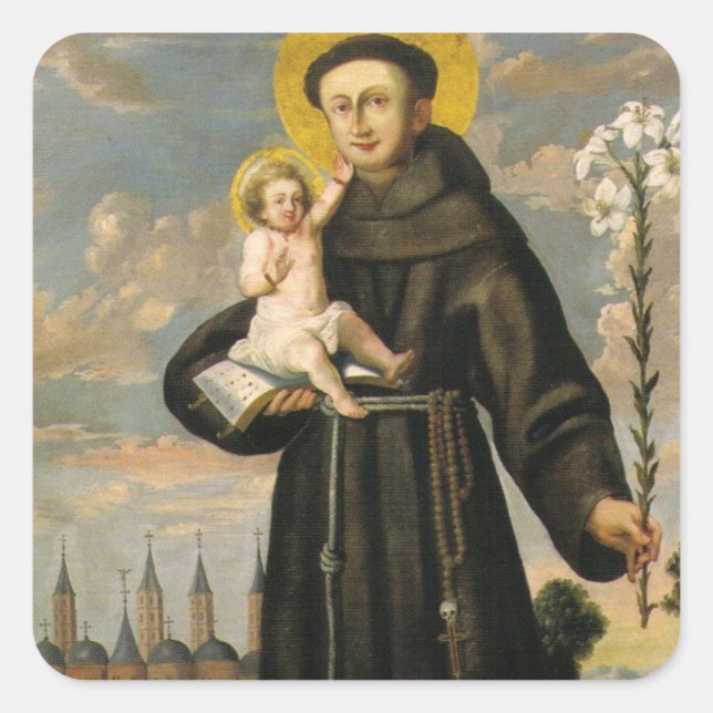 St Anthony of Padua with Child Jesus Square Sticker (Front)