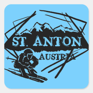 St. Anton Austria blue ski logo stickers