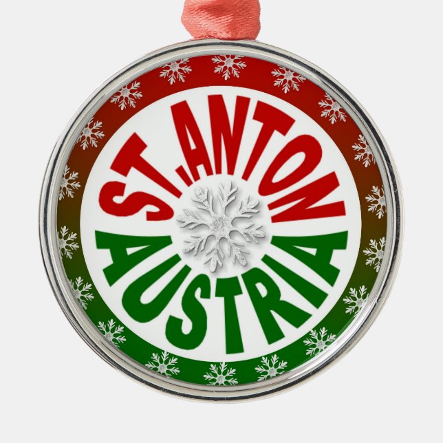 St. Anton Austria red green ornament (Front)