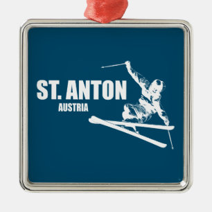 St. Anton Austria Skier Metal Ornament