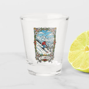 St. Anton Austria Skier Skiing Shot Glass