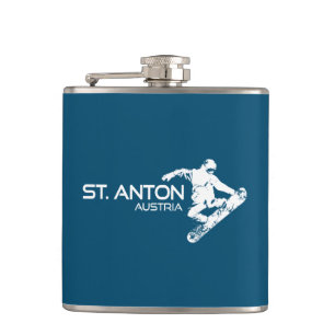 St. Anton Austria Snowboarder Hip Flask