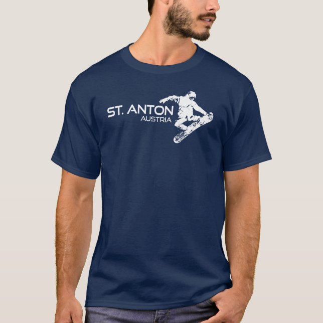St. Anton Austria Snowboarder T-Shirt (Front)