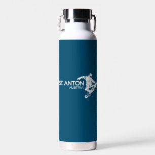 St. Anton Austria Snowboarder Water Bottle