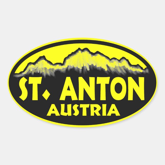 St. Anton Austria yellow oval stickers (Front)