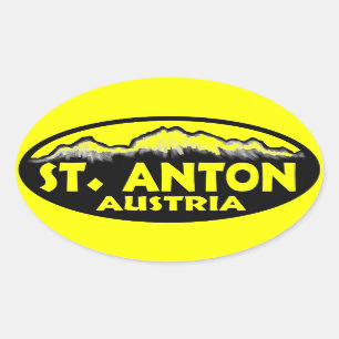St. Anton Austria yellow oval stickers