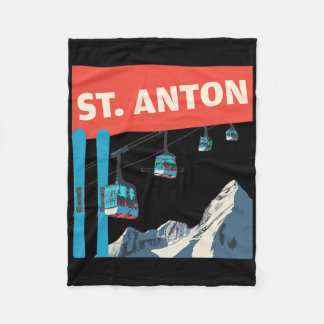 St. Anton Skiing - Retro St. Anton Ski Fleece Blanket