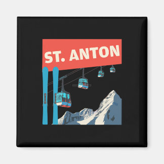 St. Anton Skiing - Retro St. Anton Ski Magnet