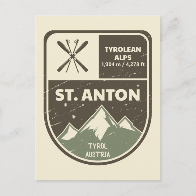 St Anton Tyrolean Alps Tyrol Austria Postcard (Front)