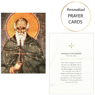 St. Athansius the Athonite Orthodox Prayer Card   