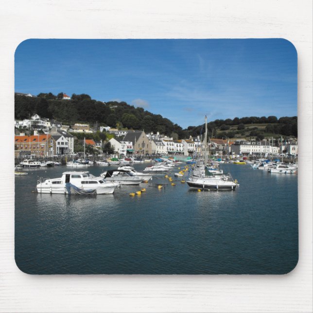 St Aubin's Harbour at high tide Mouse Pad (Front)