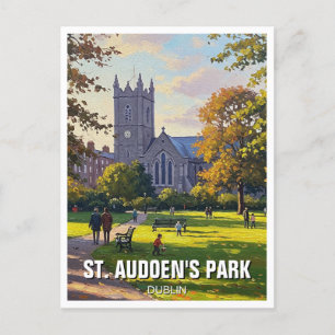 St. Audoen’s Park Dublin Ireland Travel Postcard