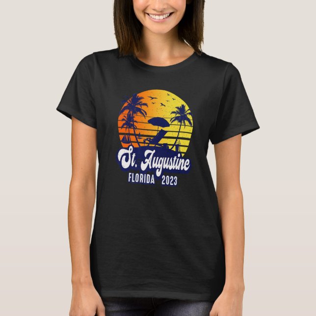 St. Augustine 2023 Florida Sunset Beach Retro Prem T-Shirt (Front)