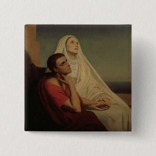St. Augustine and his mother St. Monica, 1855 15 Cm Square Badge