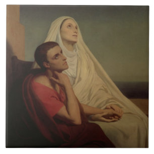 St. Augustine and his mother St. Monica, 1855 Ceramic Tile