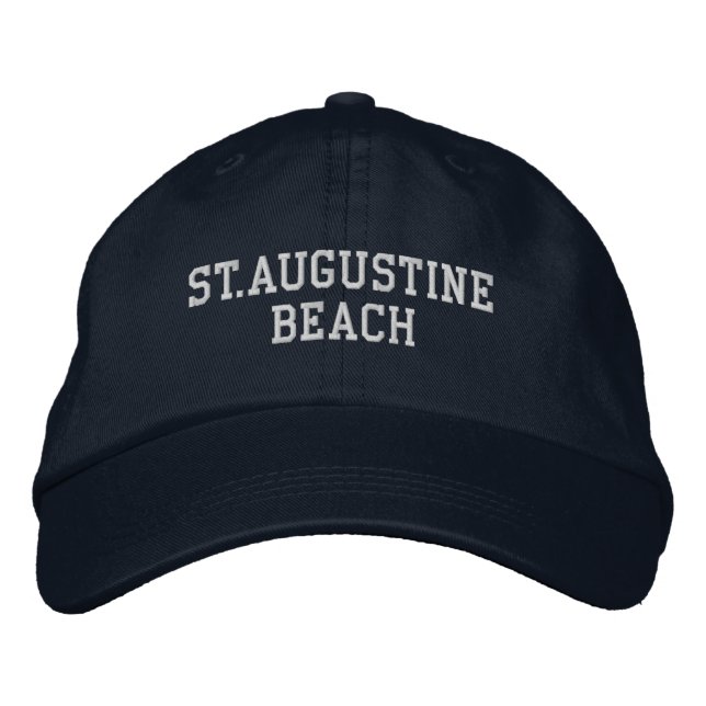 St. Augustine Beach Embroidered Baseball Hat (Front)