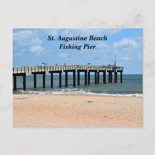 St. Augustine Beach Florida Fishing PIer Holiday Postcard (Front)