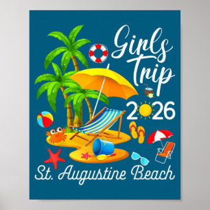 St Augustine Beach Florida Summer Illustration Poster
